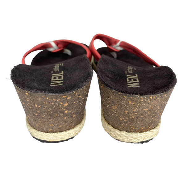 Dr. WEIL Orthaheel Calm Coral Pink Leather Thong Wedge Sandals Sz 10/41 - Picture 3 of 9